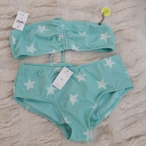 Gap Kids Girls Bikini Aquamarine with White stars